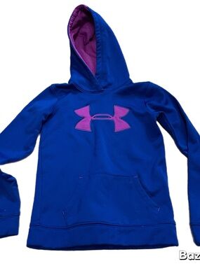 Girls Sz 7/8 Pink & Blue Hoodie Sweatshirt  Under Armour